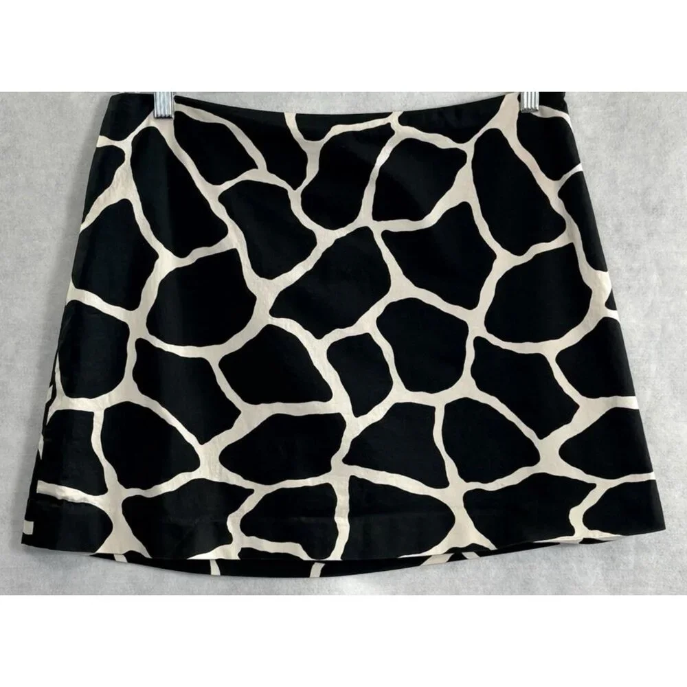 Lord & Taylor IDENTITY Women Side Zipper Lined Mini Skirt Sz 12 Black Ivory 20-6